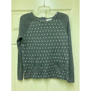 LOFT Dark Gray and White Polk-a-Dot Sweater Size M NWOT
